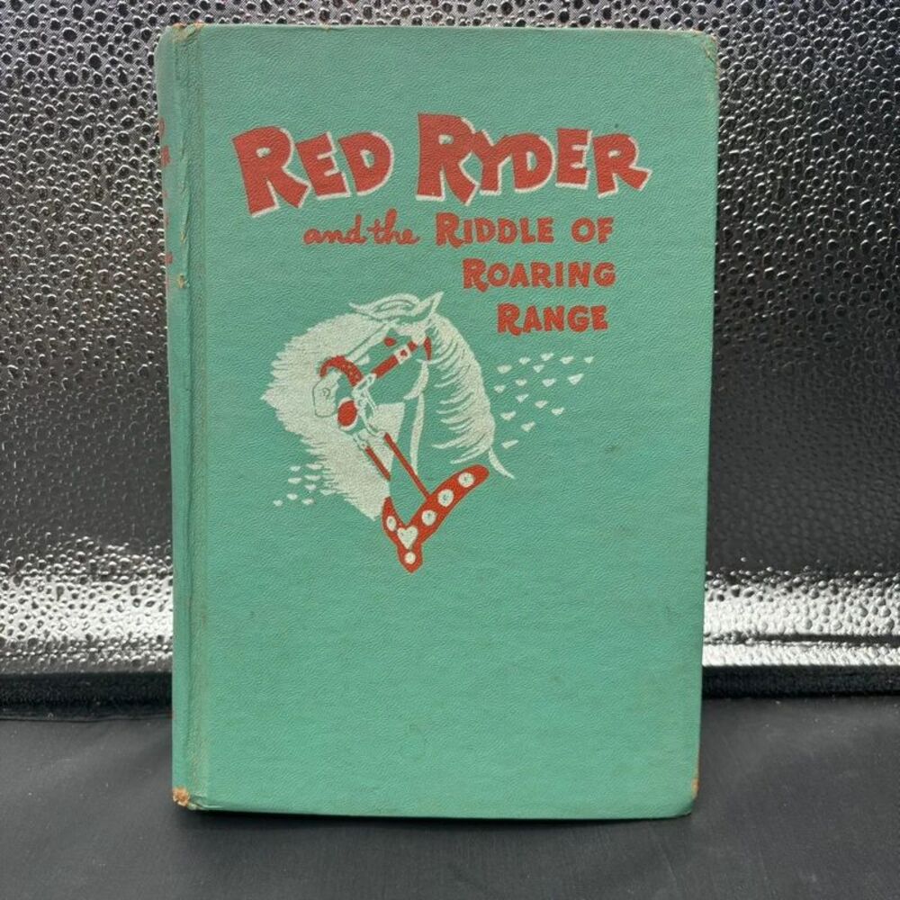 Red Ryder And The Riddle Of Roaring Range Book 1951 Teal Hardback Vintage Decor